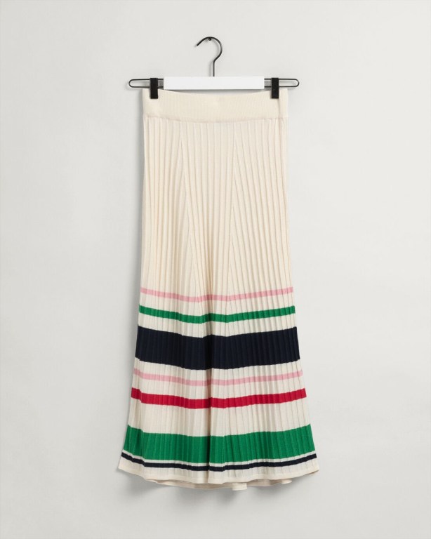 Gant Striped Rib Knit Women's Skirts White | mNUkQsI15kq