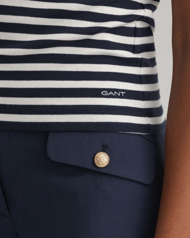 Gant Striped Ribbed Top Women's Tank Blue | U9yuM5ITauM