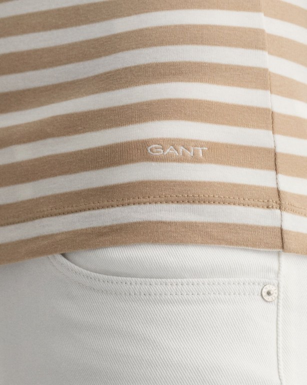 Gant Striped Ribbed Top Women's Tank Dark Khaki | hqt1oQLcKai