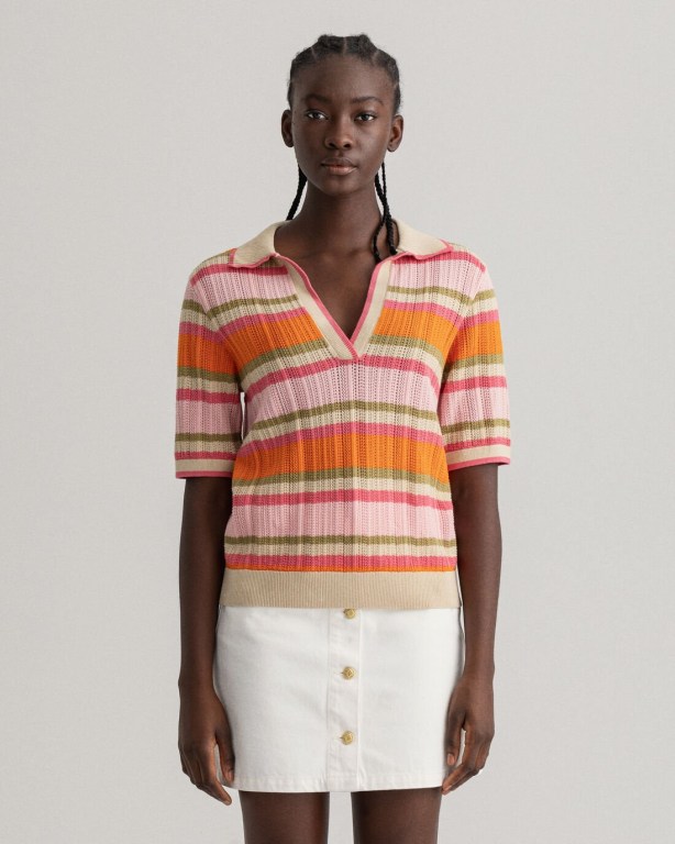 Gant Structured Stripe Rugger Women\'s T-shirts Multicolor | siymjnnoqDl