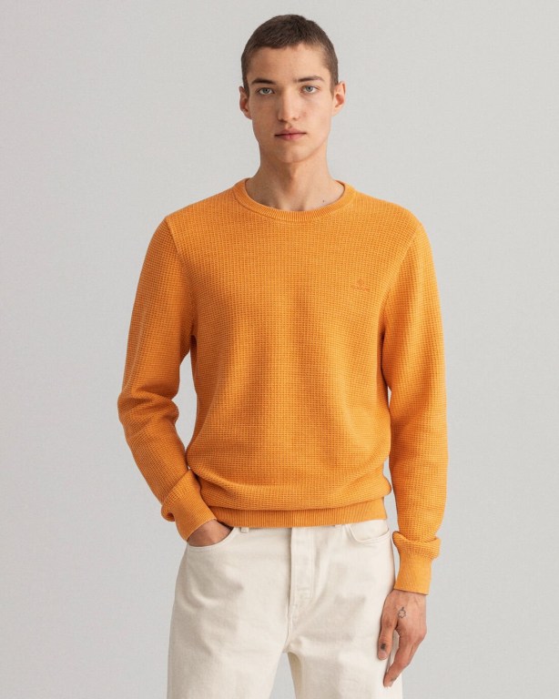 Gant Sunfaded Crew Neck Men\'s Crewneck Jumpers Orange | 8Pm2feZX2Yg