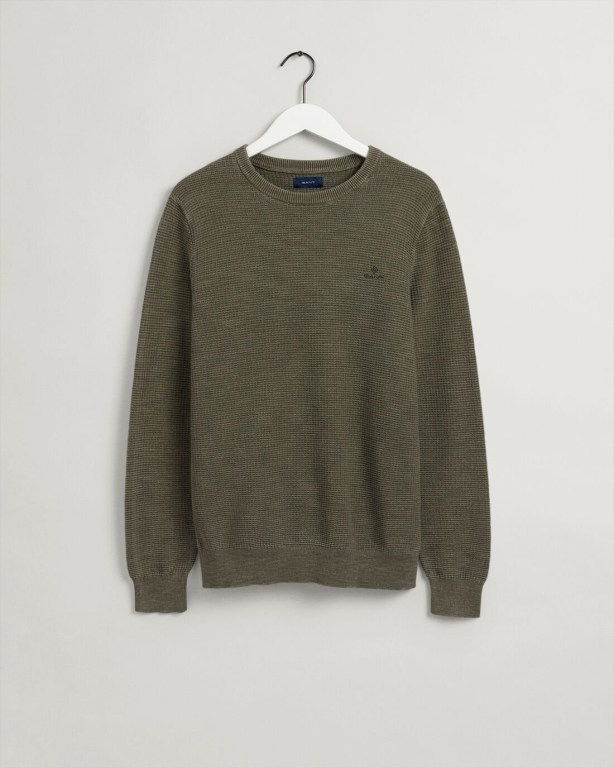 Gant Sunfaded Crew Neck Men's Crewneck Jumpers Green | EVcEGW8S6Xj