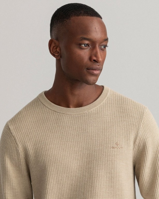 Gant Sunfaded Crew Neck Men's Crewneck Jumpers Beige | G1wQT3z1sUq