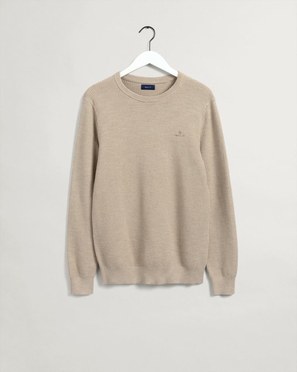 Gant Sunfaded Crew Neck Men's Crewneck Jumpers Beige | G1wQT3z1sUq