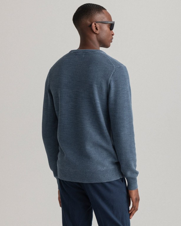 Gant Sunfaded Crew Neck Men's Crewneck Jumpers Dark Blue | ILwJ7Vgxu6A