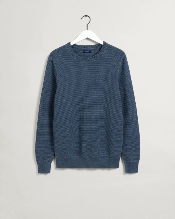 Gant Sunfaded Crew Neck Men's Crewneck Jumpers Dark Blue | ILwJ7Vgxu6A