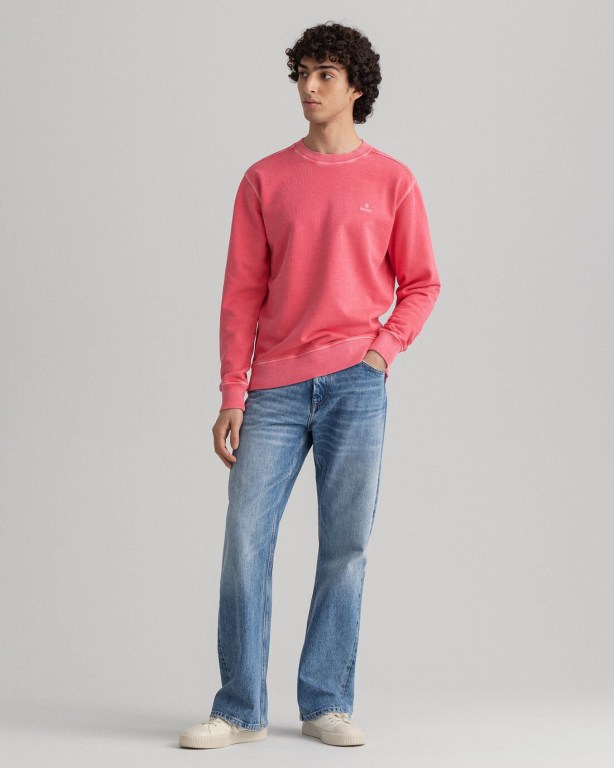 Gant Sunfaded Crew Neck Men's Sweatshirts Pink | 7zecEhsxSCW