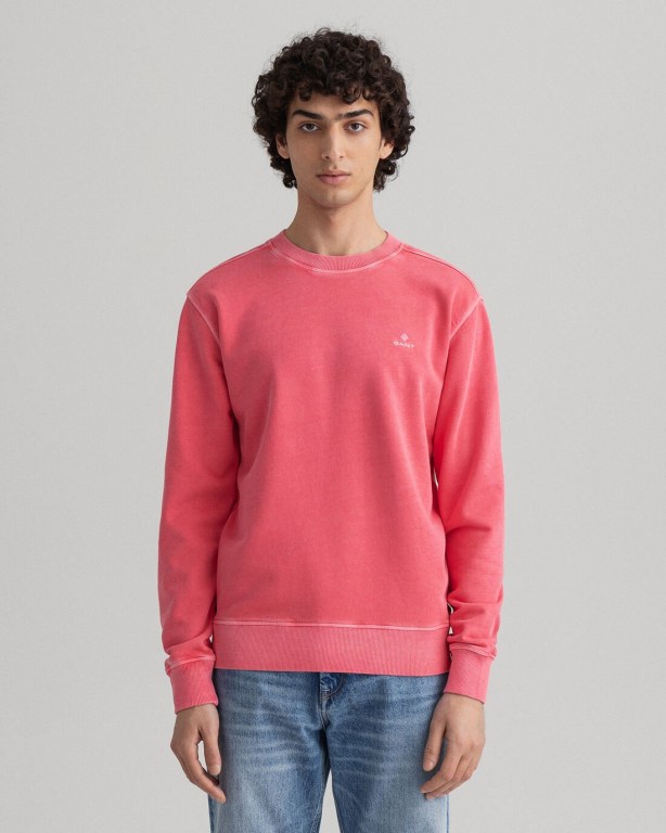 Gant Sunfaded Crew Neck Men\'s Sweatshirts Pink | 7zecEhsxSCW