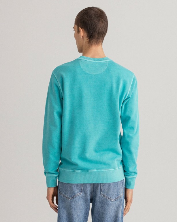 Gant Sunfaded Crew Neck Men's Sweatshirts Light Turquoise Green | amkYUdkGDbx