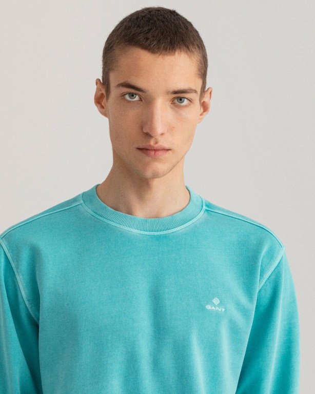 Gant Sunfaded Crew Neck Men's Sweatshirts Light Turquoise Green | amkYUdkGDbx