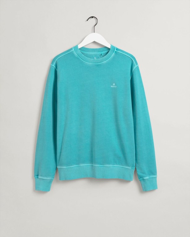 Gant Sunfaded Crew Neck Men's Sweatshirts Light Turquoise Green | amkYUdkGDbx