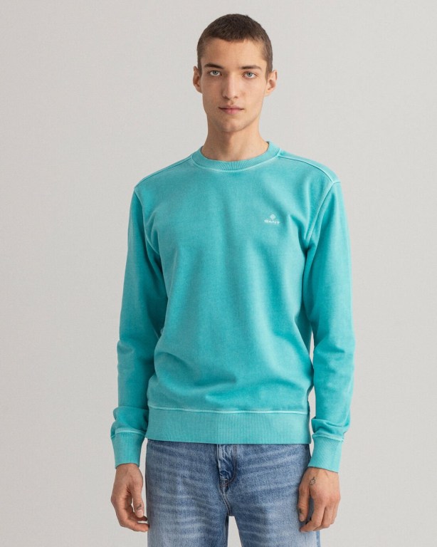 Gant Sunfaded Crew Neck Men\'s Sweatshirts Light Turquoise Green | amkYUdkGDbx