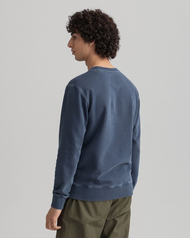 Gant Sunfaded Crew Neck Men's Sweatshirts Blue | ubthQyr8jZl