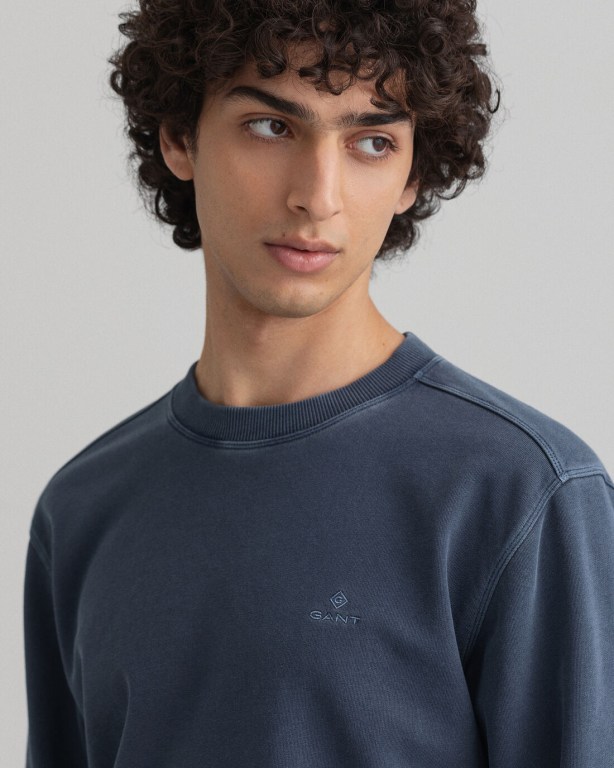 Gant Sunfaded Crew Neck Men's Sweatshirts Blue | ubthQyr8jZl