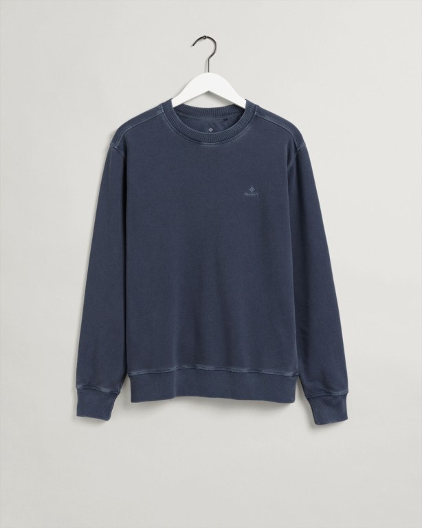 Gant Sunfaded Crew Neck Men's Sweatshirts Blue | ubthQyr8jZl