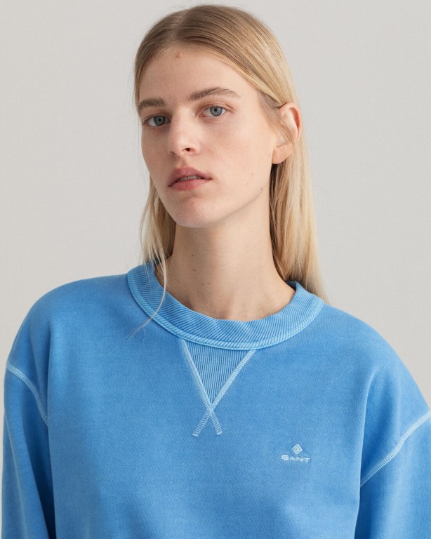 Gant Sunfaded Crew Neck Women's Sweatshirts Silver Blue | GcgU3Bh5Xpw