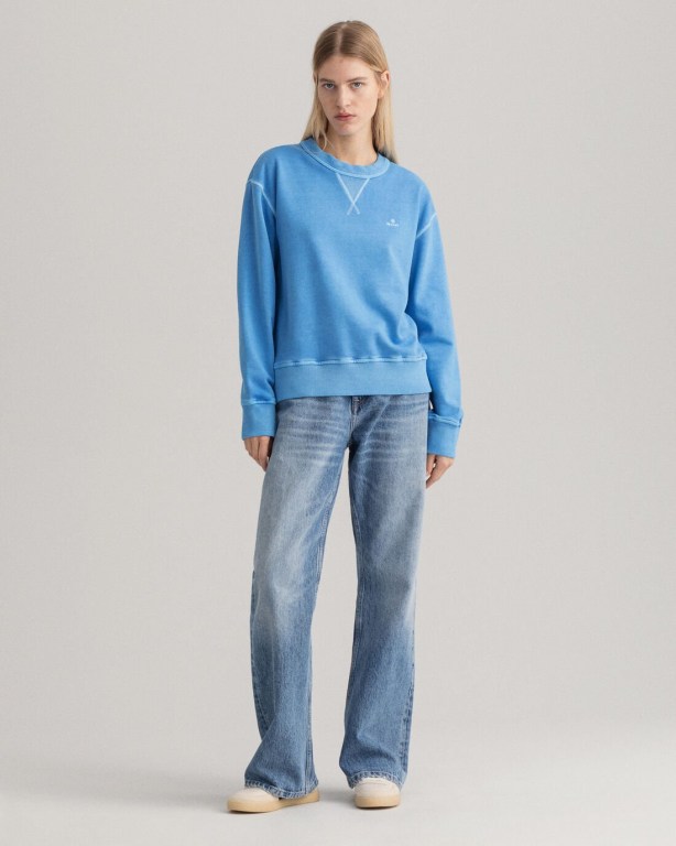 Gant Sunfaded Crew Neck Women's Sweatshirts Silver Blue | GcgU3Bh5Xpw