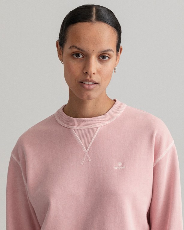 Gant Sunfaded Crew Neck Women's Sweatshirts Pink | QNDq1jROPzL