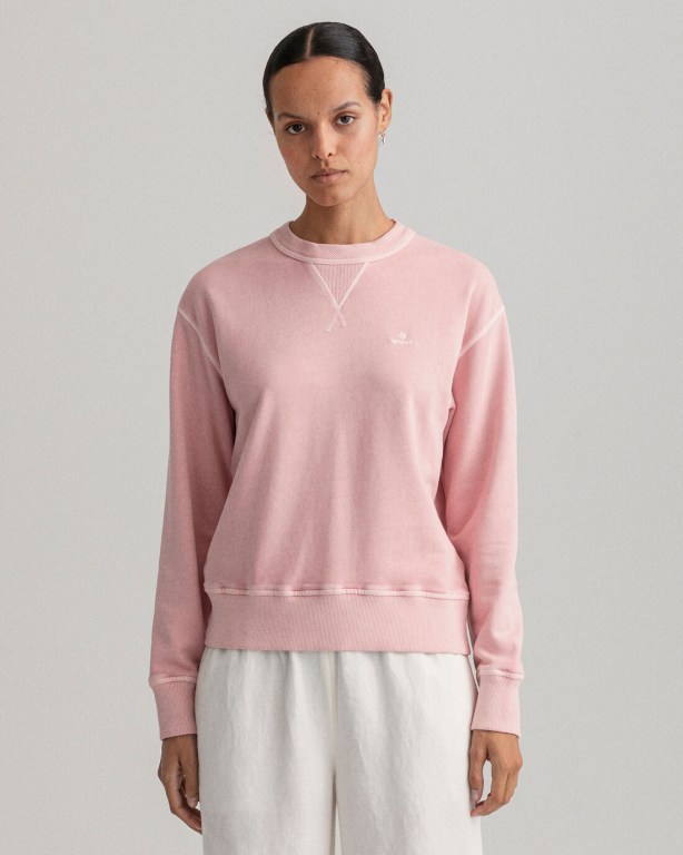 Gant Sunfaded Crew Neck Women\'s Sweatshirts Pink | QNDq1jROPzL