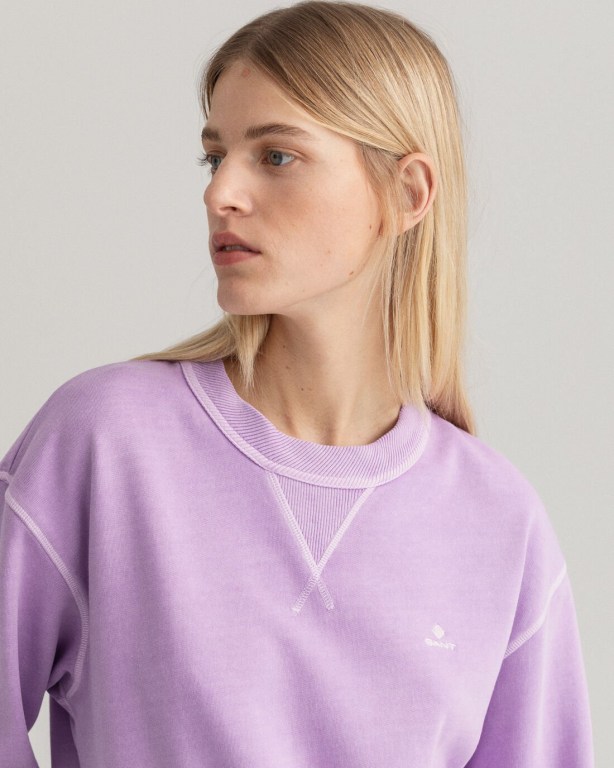 Gant Sunfaded Crew Neck Women's Sweatshirts Purple | U9RFYlPhVSY