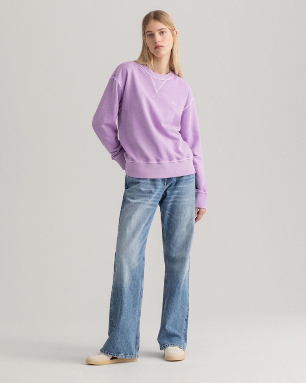 Gant Sunfaded Crew Neck Women's Sweatshirts Purple | U9RFYlPhVSY