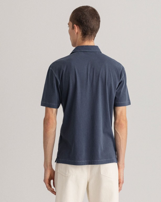 Gant Sunfaded Jersey Men's Polo Shirts Blue | 9JXH4EYgvqr