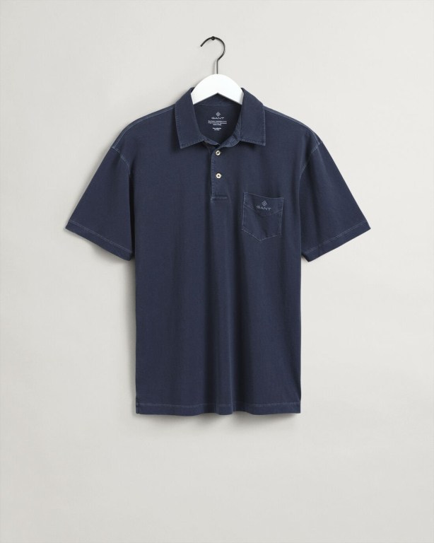 Gant Sunfaded Jersey Men's Polo Shirts Blue | 9JXH4EYgvqr