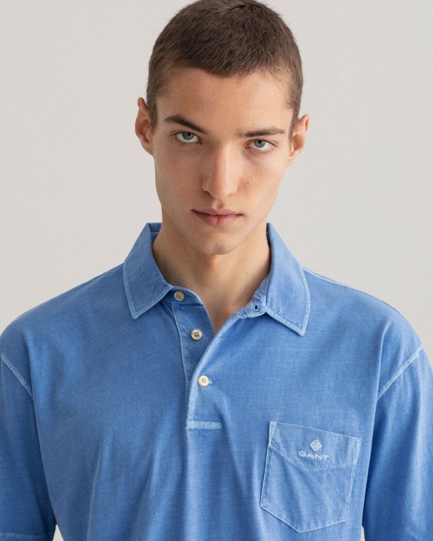 Gant Sunfaded Jersey Men's Polo Shirts Blue | R9AlDJe1I3d