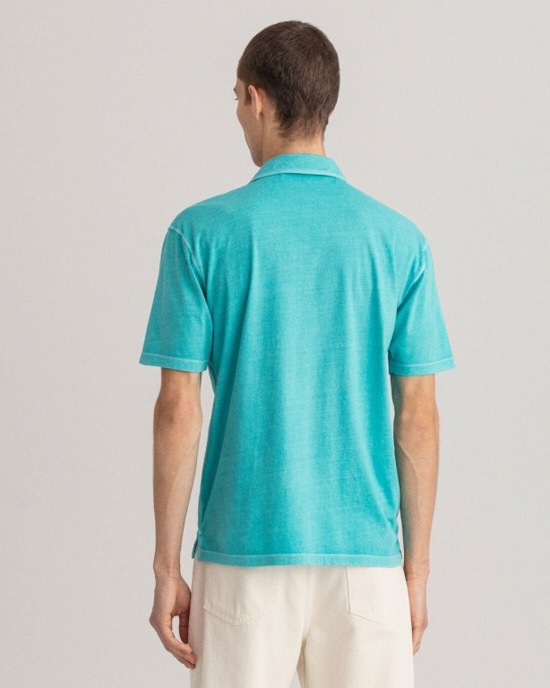 Gant Sunfaded Jersey Men's Polo Shirts Light Turquoise Green | 5z3Mk3tQryM