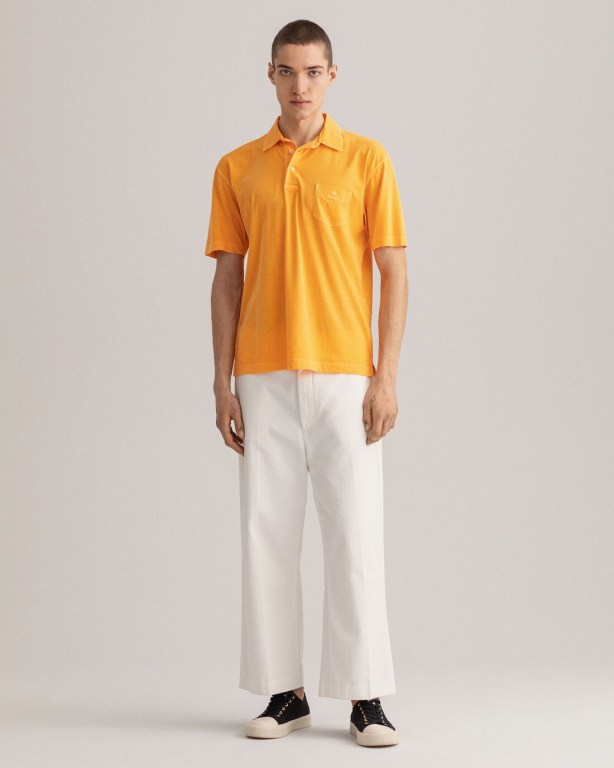 Gant Sunfaded Jersey Men's Polo Shirts Orange | Jzb1OVMeHDh