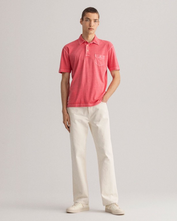 Gant Sunfaded Jersey Men's Polo Shirts Pink | KGg0r9vtnOg