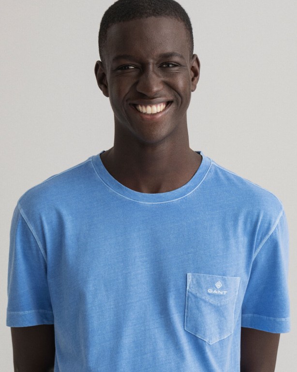 Gant Sunfaded Men's T-shirts Blue | sxWd4yqCHWI