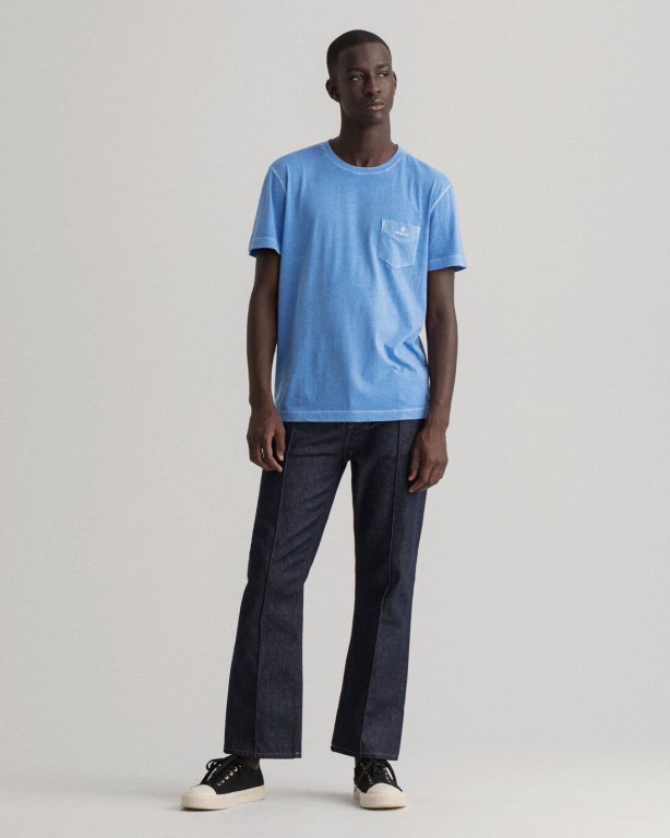 Gant Sunfaded Men's T-shirts Blue | sxWd4yqCHWI