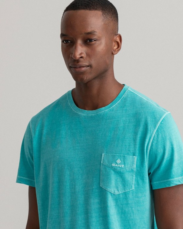 Gant Sunfaded Men's T-shirts Light Turquoise Green | HJkPZHTihzp