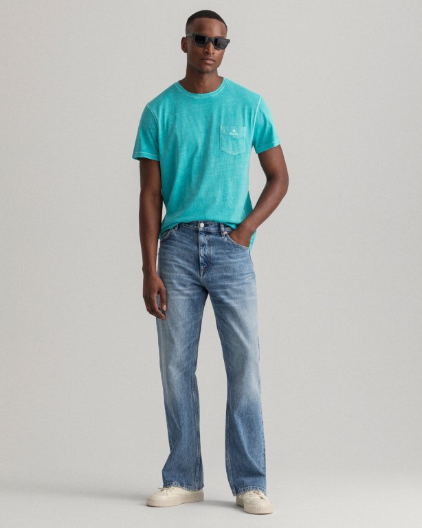 Gant Sunfaded Men's T-shirts Light Turquoise Green | HJkPZHTihzp