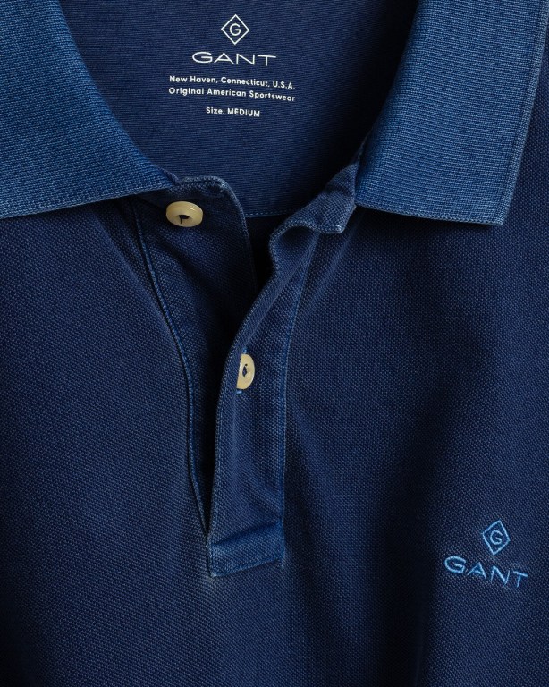 Gant Sunfaded Piqué Men's Polo Shirts Blue | 8cF3FlojVCw