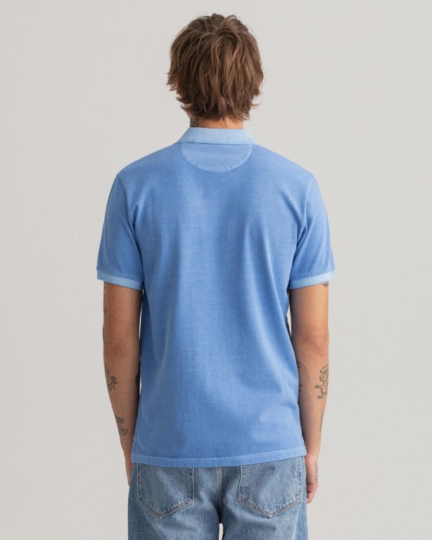 Gant Sunfaded Piqué Men's Polo Shirts Blue | 8tFlKsiK1yt