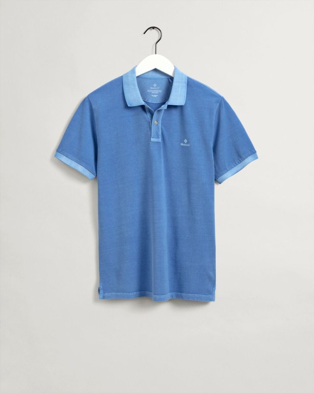 Gant Sunfaded Piqué Men's Polo Shirts Blue | 8tFlKsiK1yt