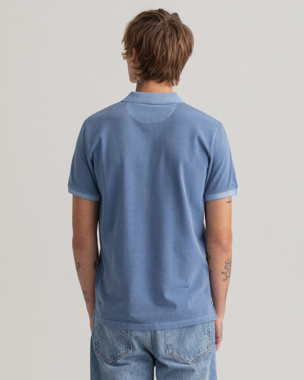 Gant Sunfaded Piqué Men's Polo Shirts Blue | I0x2kxtu02t