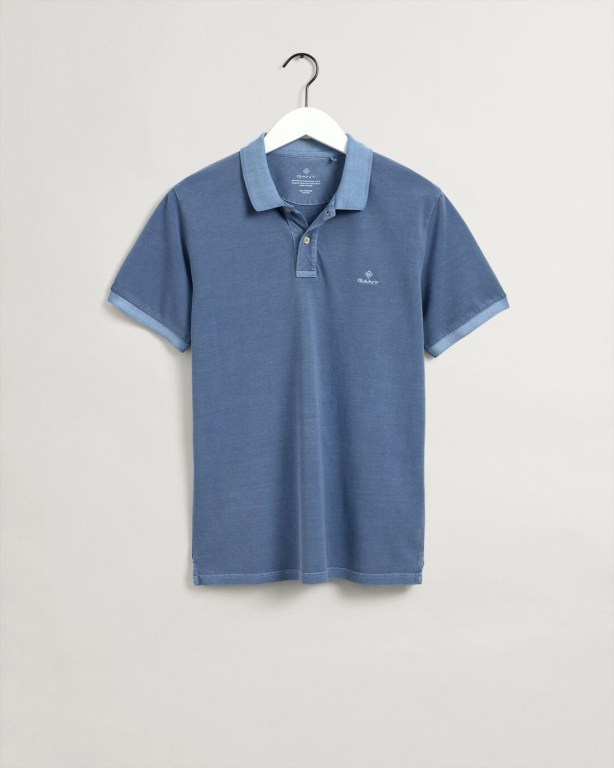 Gant Sunfaded Piqué Men's Polo Shirts Blue | I0x2kxtu02t