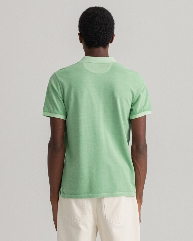 Gant Sunfaded Piqué Men's Polo Shirts Green | aIALoK5a0iD