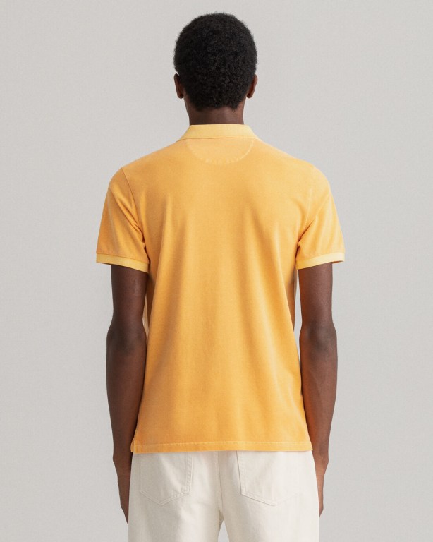 Gant Sunfaded Piqué Men's Polo Shirts Orange | lNRXcJSmKWV