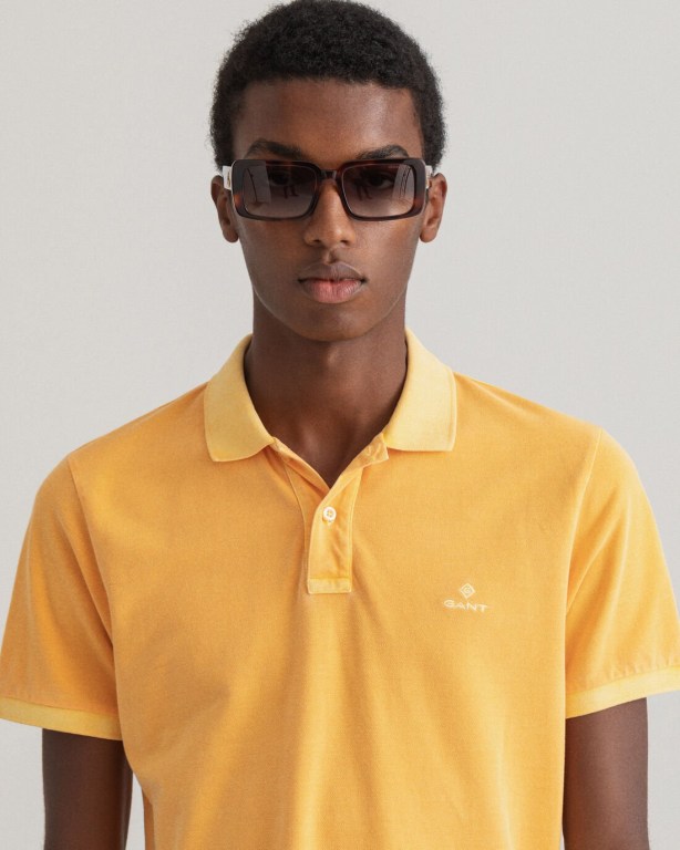 Gant Sunfaded Piqué Men's Polo Shirts Orange | lNRXcJSmKWV