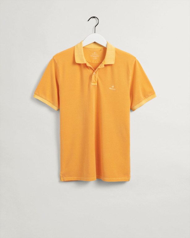 Gant Sunfaded Piqué Men's Polo Shirts Orange | lNRXcJSmKWV