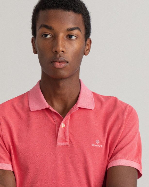 Gant Sunfaded Piqué Men's Polo Shirts Pink | vHIyy2DepUr