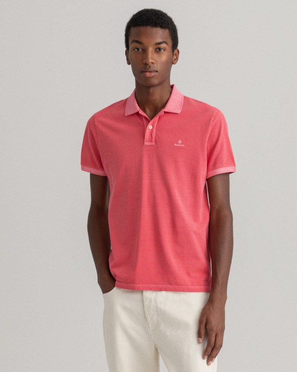 Gant Sunfaded Piqué Men\'s Polo Shirts Pink | vHIyy2DepUr