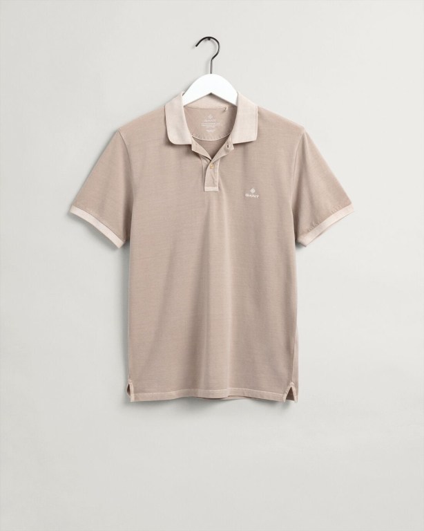 Gant Sunfaded Piqué Men's Polo Shirts White | ijYEEIc99SK