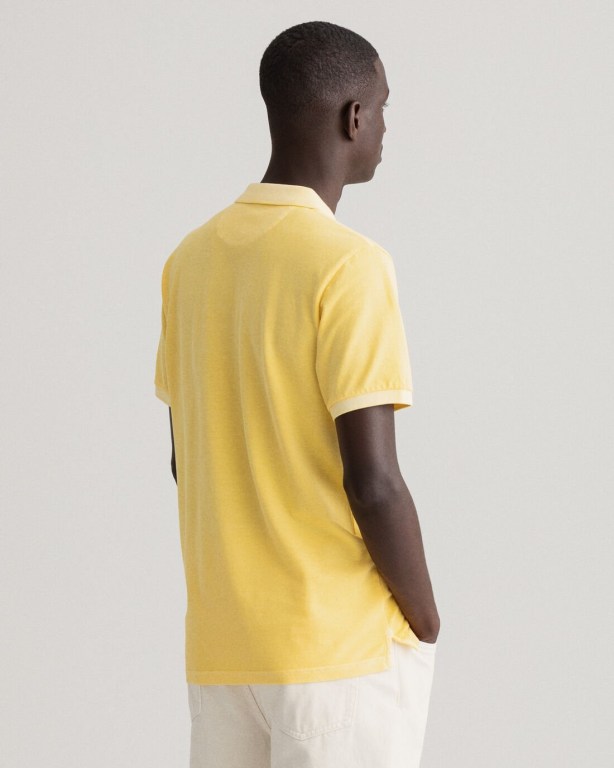 Gant Sunfaded Piqué Men's Polo Shirts Yellow | OnOot2yErlq