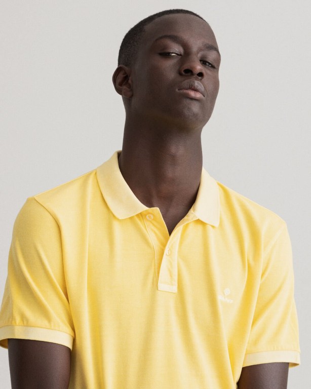 Gant Sunfaded Piqué Men's Polo Shirts Yellow | OnOot2yErlq