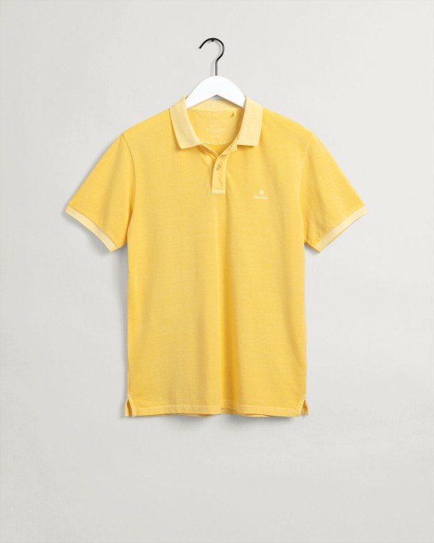 Gant Sunfaded Piqué Men's Polo Shirts Yellow | OnOot2yErlq